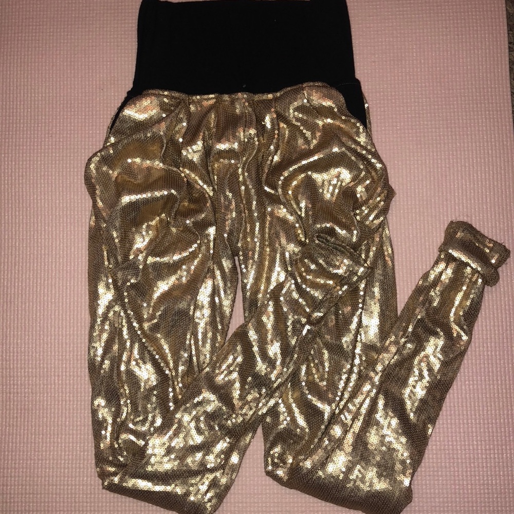 Gold sequin harem pants